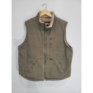 Lee Premium Select Mens Sherpa Lined Canvas Workwear Vest Olive Brown Large